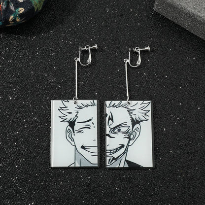 Anime Jujutsu Kaisen Figure Drop Earrings Itadori Yuji Ryomen Sukuna Acrylic Ear Accessories Cosplay Gift for Fans for Women Men