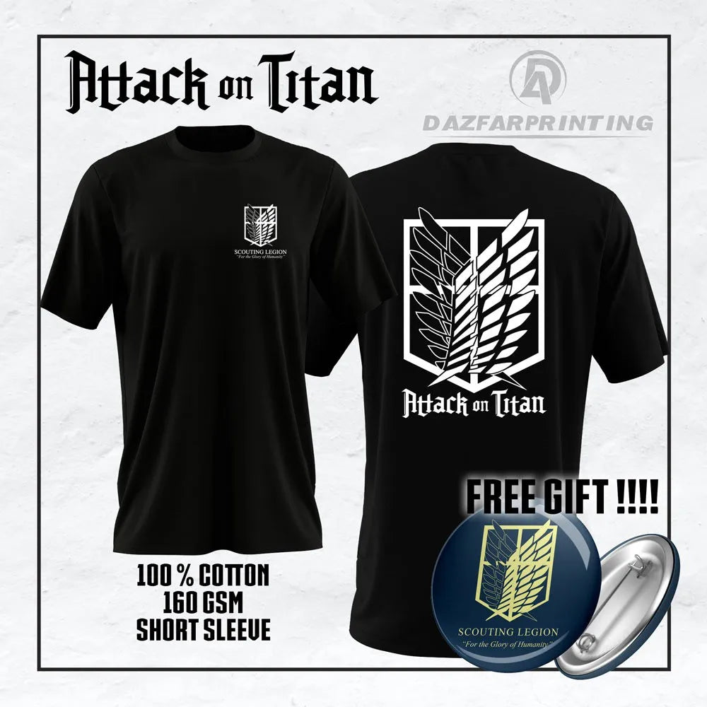 Attack on Titan Anime Cartoon Streetwear Microfiber Dri-Fit Polyester Trend Street Short Sleeve Men T-Shirt Women Kids Top
