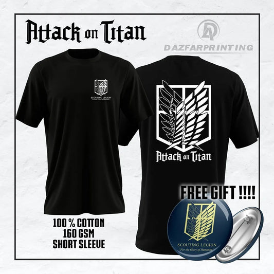 Attack on Titan Anime Cartoon Streetwear Microfiber Dri-Fit Polyester Trend Street Short Sleeve Men T-Shirt Women Kids Top