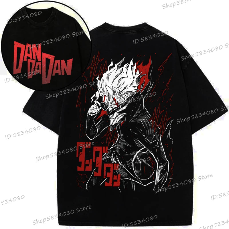 Dandadan Okarun T-shirts for Men Women Washed Cooton Tee Shirt Japanaise Anime Manga Gift Anime Dan Da Dan Cool Street T-shirt