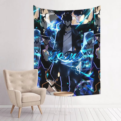 Anime Solo Leveling Tapestry Bohemian Polyester Wall Hanging Wall Decor Background Cloth Witchcraft Tapestries