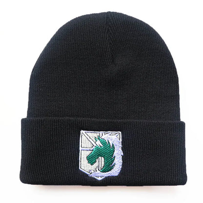 NEW Anime Attack on Titan Fashion Embroidery Knitted Hat New Men Women Hip Hop Hat Winter Hat Fashion Unisex Cap Streetwear gift