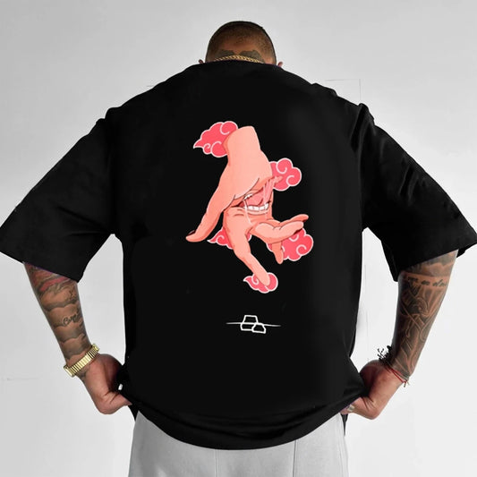 Oversized Men's T-shirt Anime Naruto Deidara Graphic Tee Streetwear Women Short Sleeved Tee Cotton Loose Y2k Clothes Top Summer