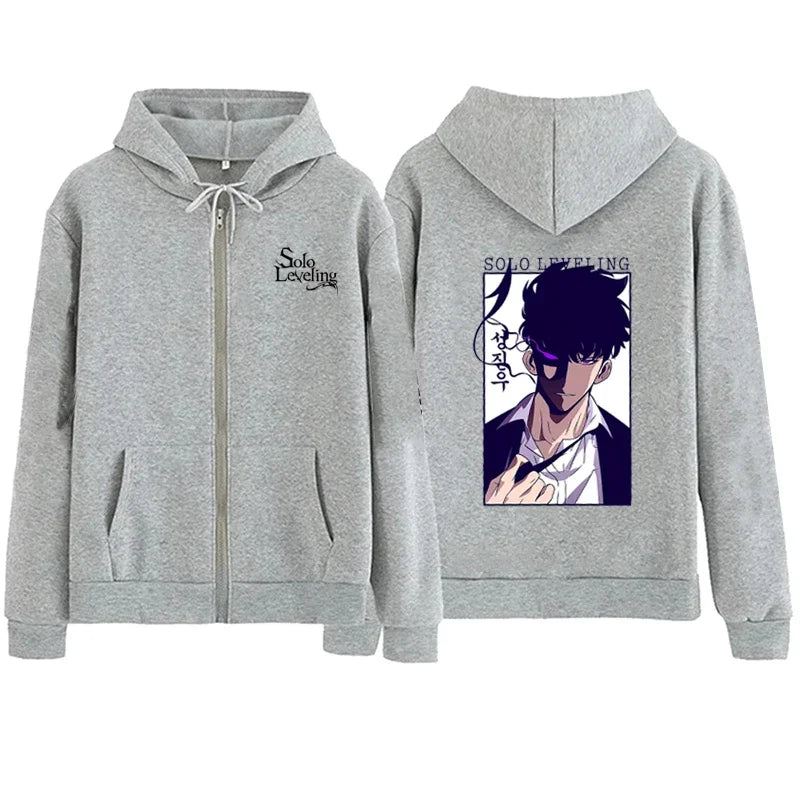 Anime Solo Leveling Printed Zipper Hoodies Women Men Autumn Winter Casual Harajuku Coat Fashion Fleece Long Sleeve Jacket Hoodie