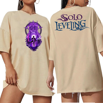 Solo Leveling Statue of God Extra Large T-shirt O-Neck Short Sleeve Fashion Oversize Shirts